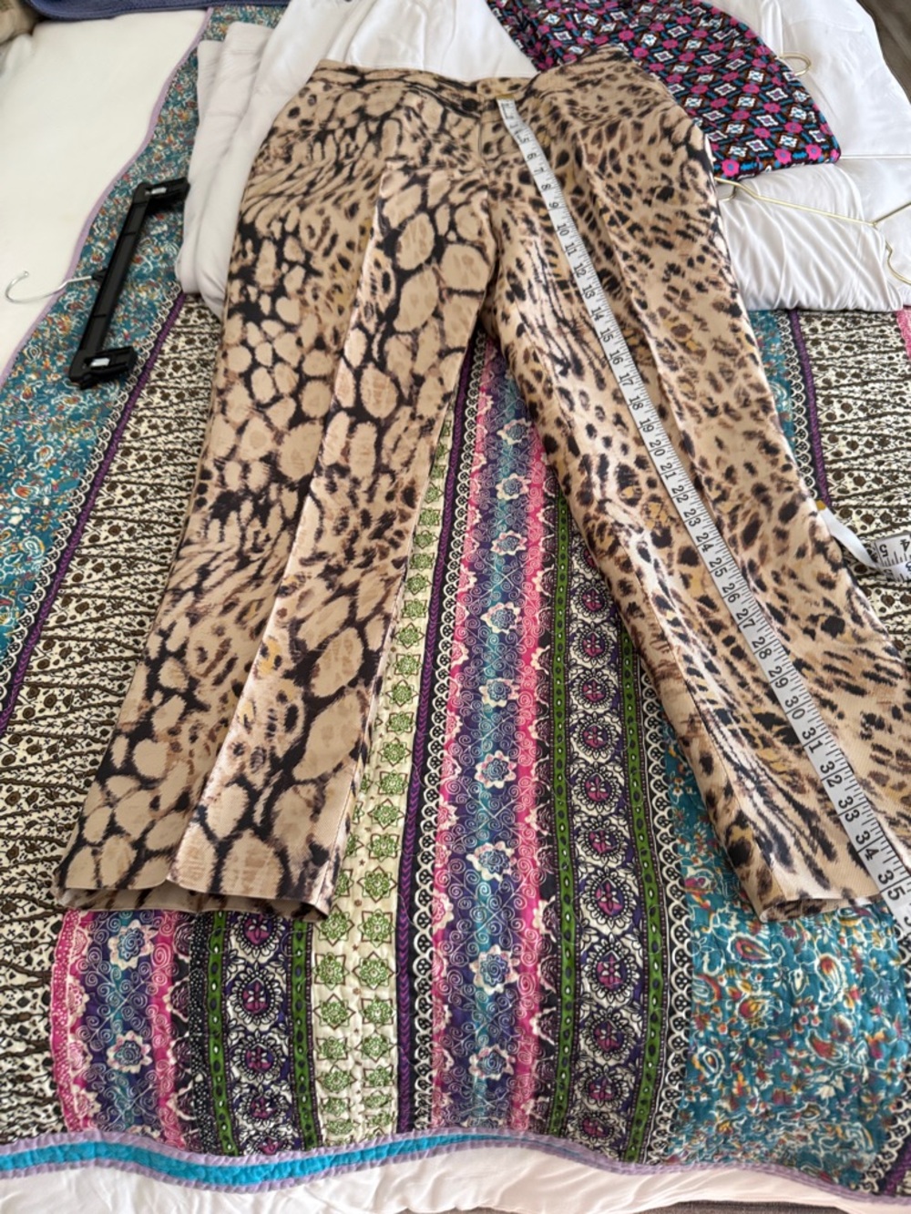 Adolfo Dominguez Beige and Black Animal Print Tapered Pants - Picture 6 of 7